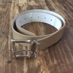 White House Black Market Nude Leather Belt-XS